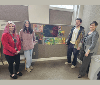 Artist Sandra Reed with Students