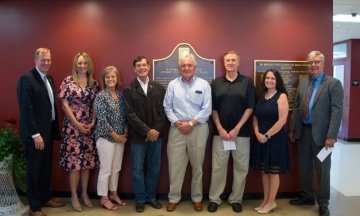 Pictured at the May 13th Announcement of the $1.4M award: Rio Grande President, Ryan Smith, Ohio Director of Development Lydia Mihalik, URG Trustees Robin Fowler and Tom Karr, RGCC Trustees Paul Reed and Mick Davenport, VP Rebecca Long, and Director of the Governor’s Office of Appalachia John Carey.