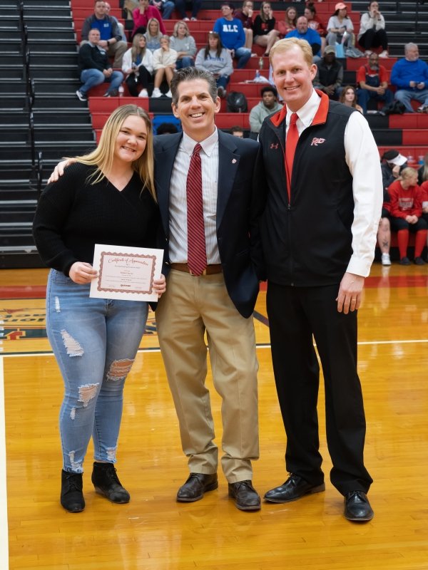 Student Athlete and President Smith recognize Kilian Garvey