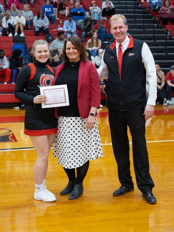 Student Athlete and President Smith recognize Renee DeLawder